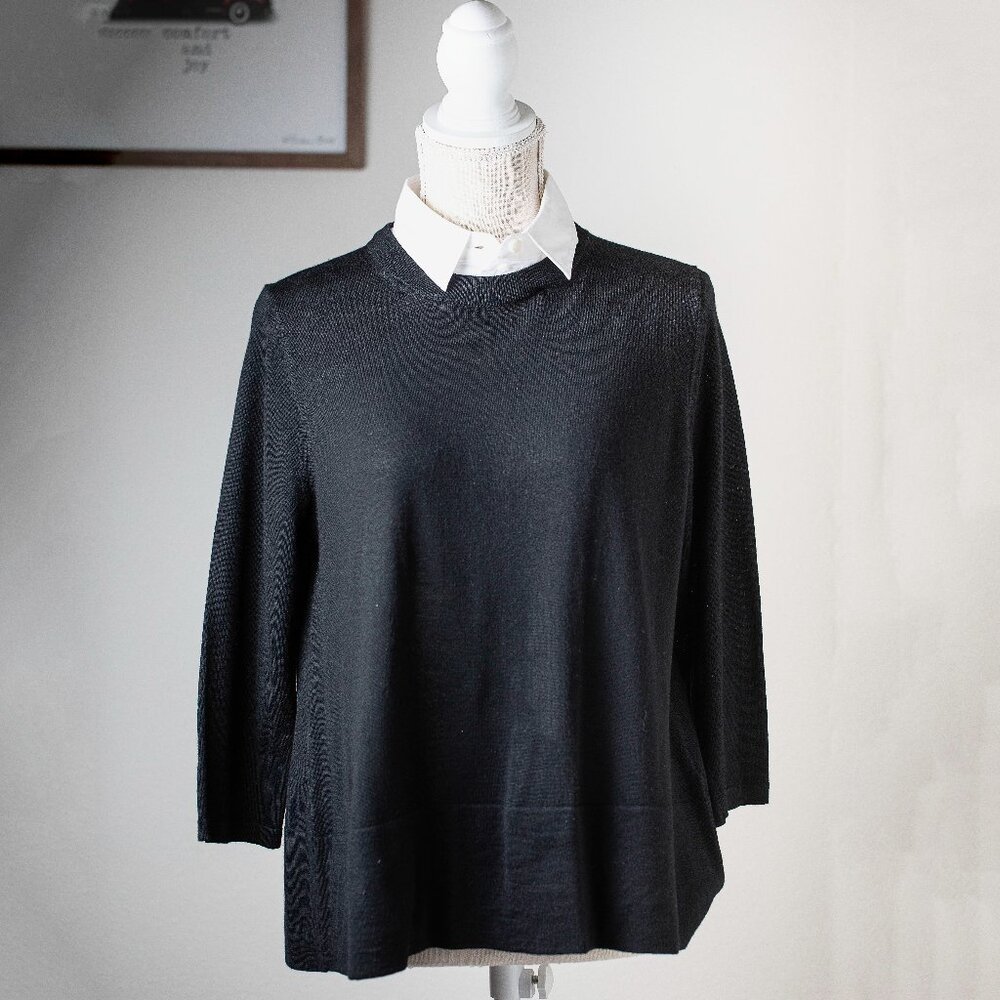 Kate Spade Broome Street Size M Black Wool Removable Collar Sweater